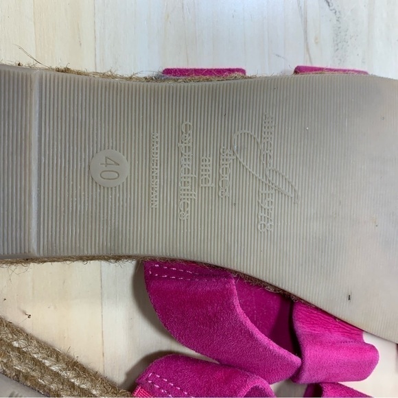 Gaimo Spain Suede Strappy Sandals Pink Low Wedge Slide On Shoes Sz 40/9 US - Picture 11 of 13